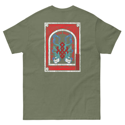 Tibetan Apparel Endless Knot T-Shirt with Motivational Quote – Spiritual Buddhist Design with Scarfs and Skulls